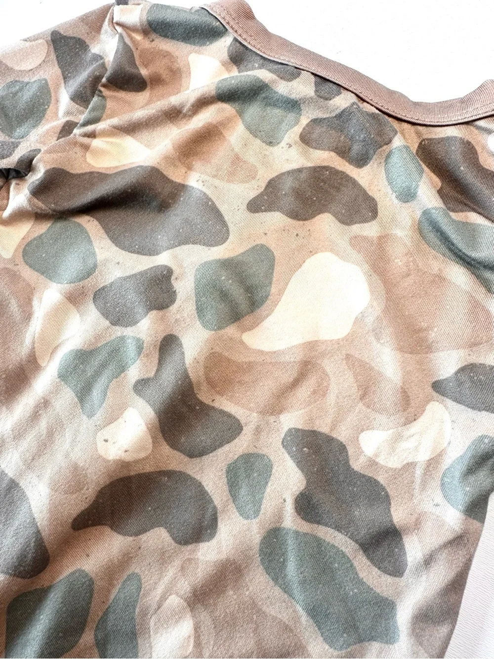 BURLEBO Beige & Tan Pintail Camo Double Zip One-Piece Footie